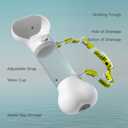 Portable Dog Water Bottle – Leak-Proof, Bone Design, Strap for Outdoor Hydration