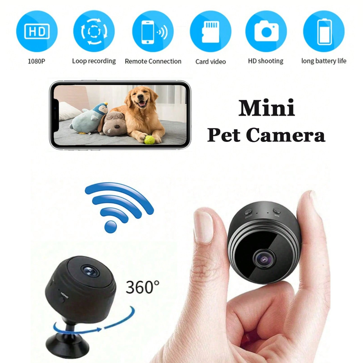 Smart Mini Camera - 1080P Monitoring with Night Vision & Motion Detection