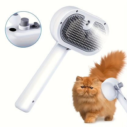 Pet Mist & Grooming Brush - Cat & Dog Brush with Stainless Steel Bristles, Efficient Hair Removal, USB Rechargeable