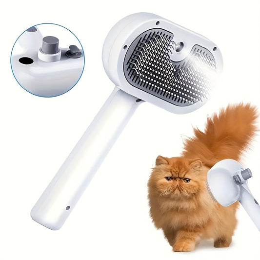 Pet Mist & Grooming Brush - Cat & Dog Brush with Stainless Steel Bristles, Efficient Hair Removal, USB Rechargeable