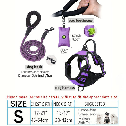 Adjustable Escape-Proof Dog Harness Set for Medium & Large Dogs
