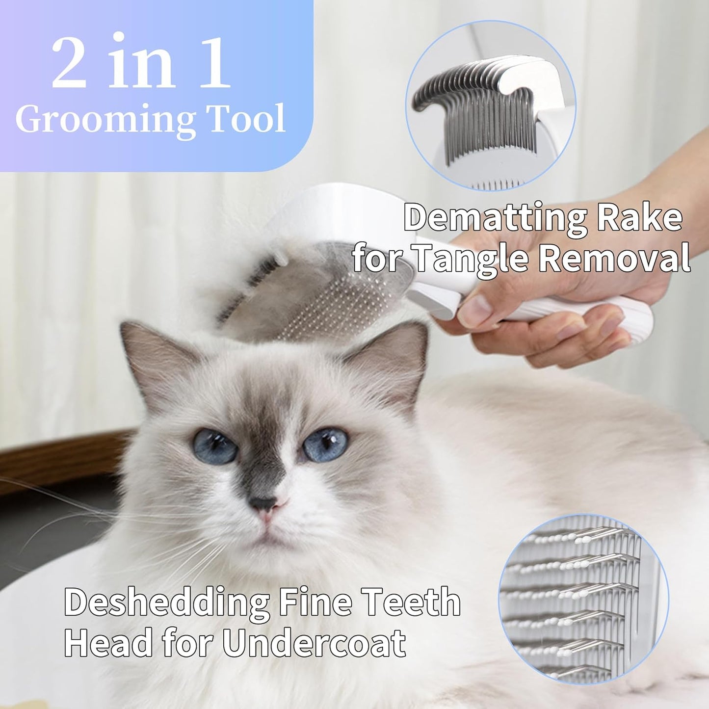 2-in-1 Self-Cleaning Slicker Brush – Grooming & Shedding Tool for Dogs & Cats, Ideal for Long & Short Hair