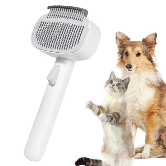 2-in-1 Self-Cleaning Slicker Brush – Grooming & Shedding Tool for Dogs & Cats, Ideal for Long & Short Hair