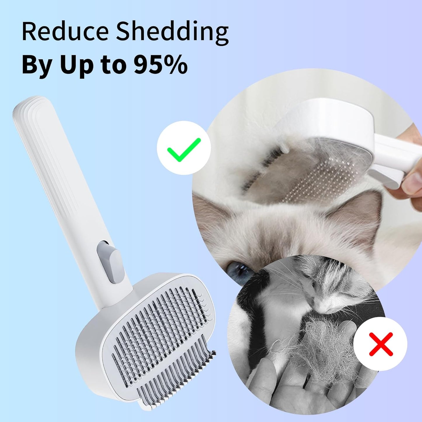 2-in-1 Self-Cleaning Slicker Brush – Grooming & Shedding Tool for Dogs & Cats, Ideal for Long & Short Hair