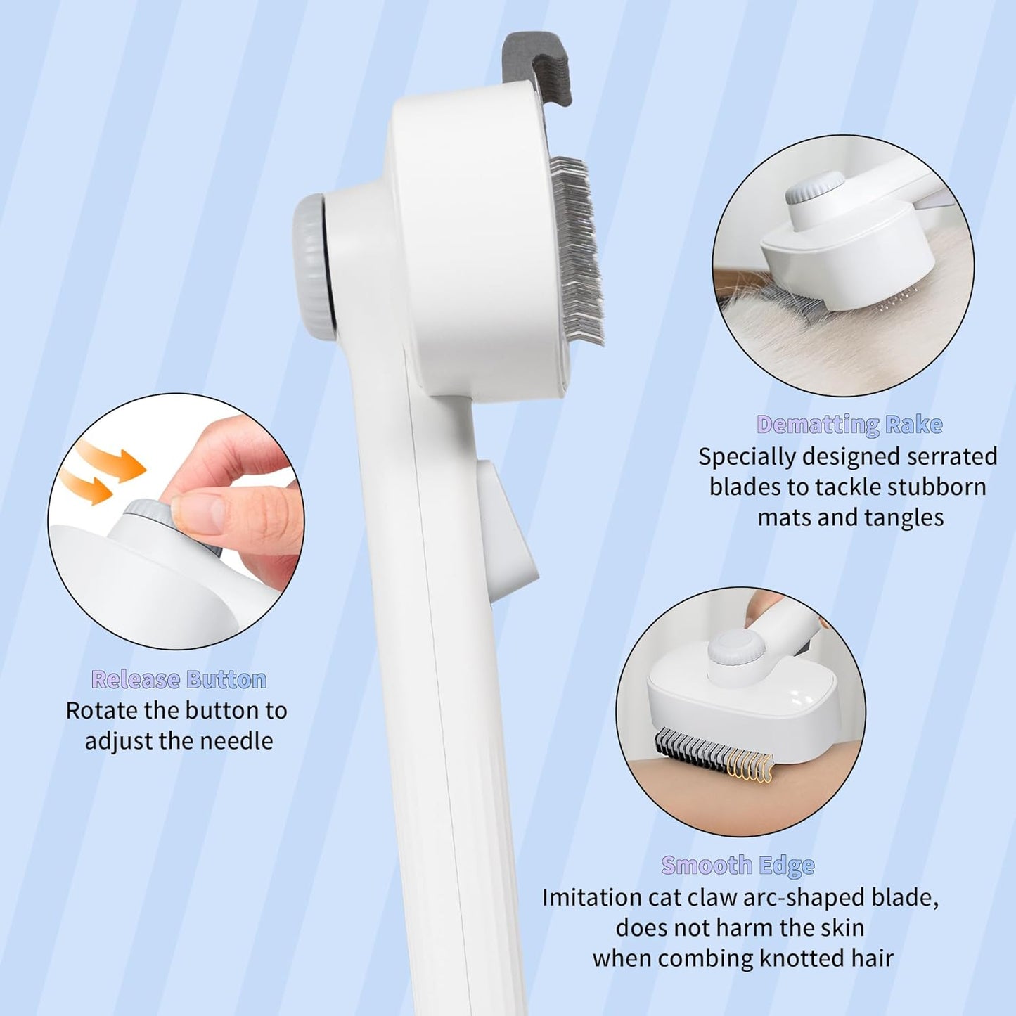 2-in-1 Self-Cleaning Slicker Brush – Grooming & Shedding Tool for Dogs & Cats, Ideal for Long & Short Hair