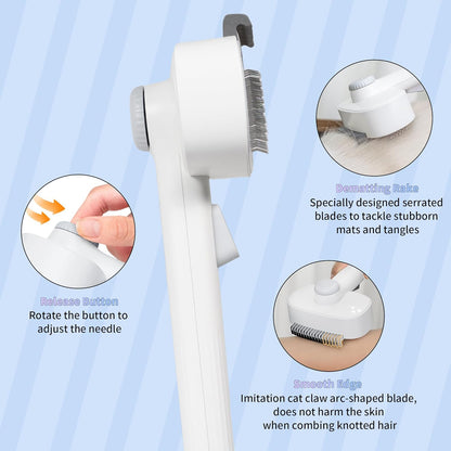 2-in-1 Self-Cleaning Slicker Brush – Grooming & Shedding Tool for Dogs & Cats, Ideal for Long & Short Hair