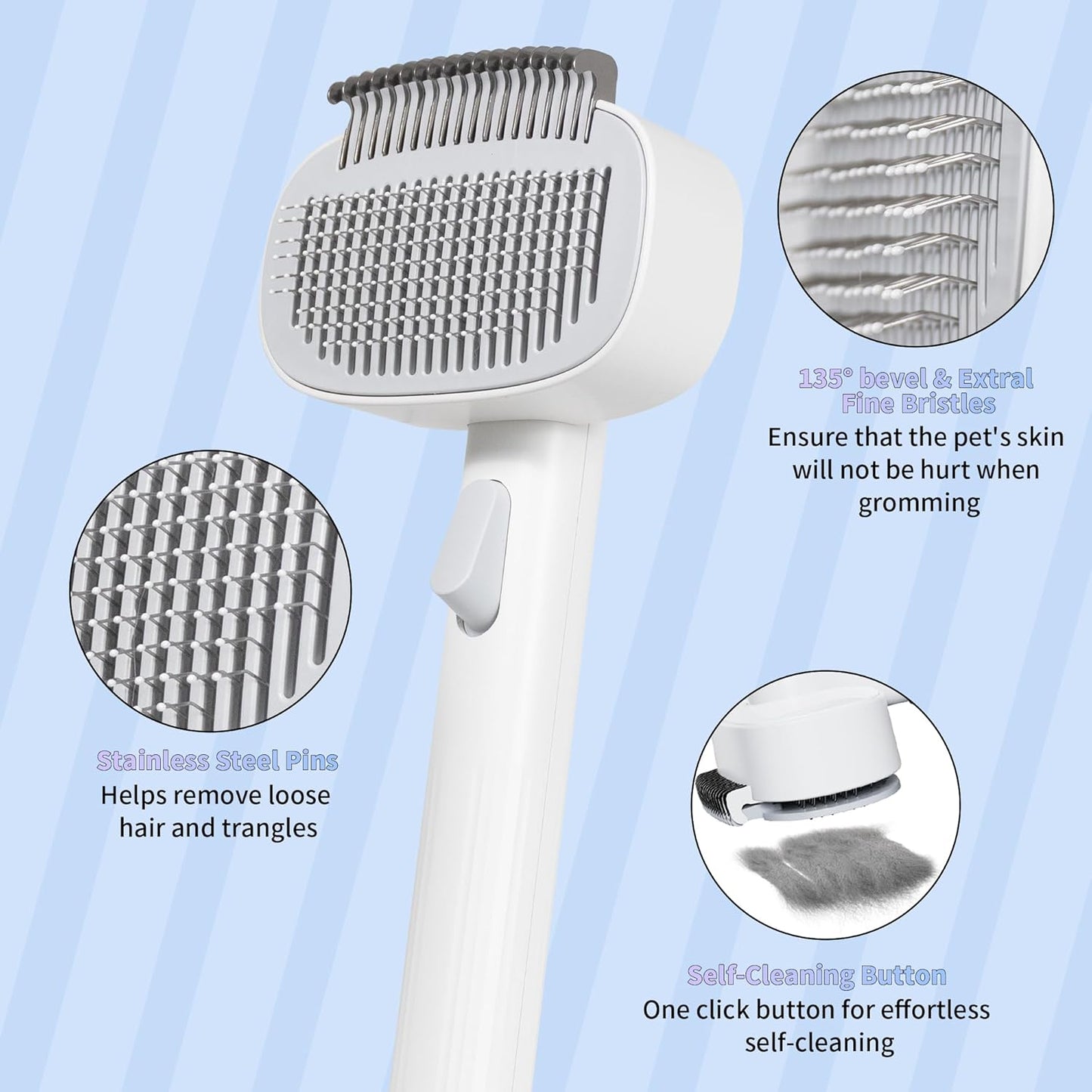 2-in-1 Self-Cleaning Slicker Brush – Grooming & Shedding Tool for Dogs & Cats, Ideal for Long & Short Hair