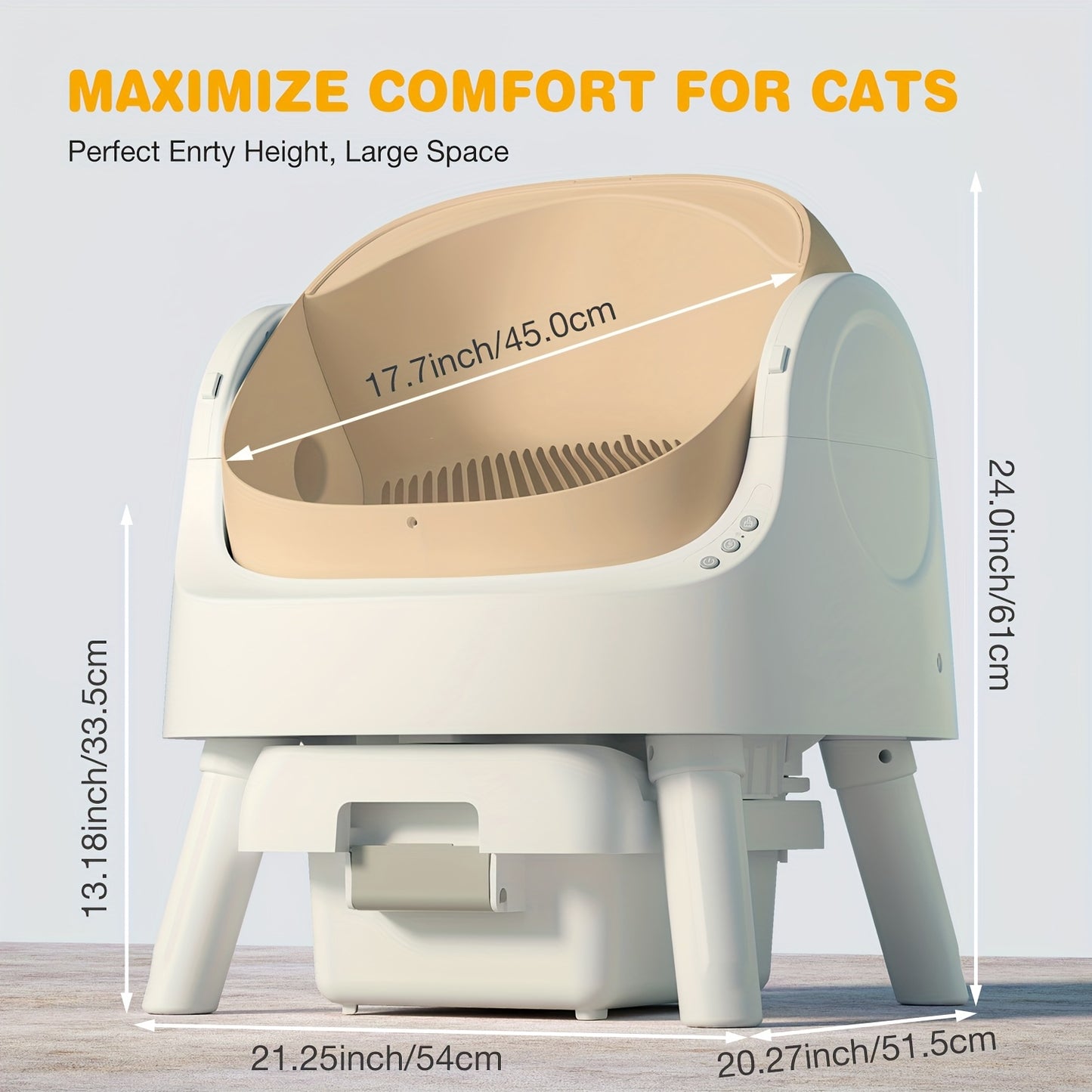 Self-Cleaning Cat Litter Box for Multiple Cats – Odor-Free Waste Disposal includes Trash Bags