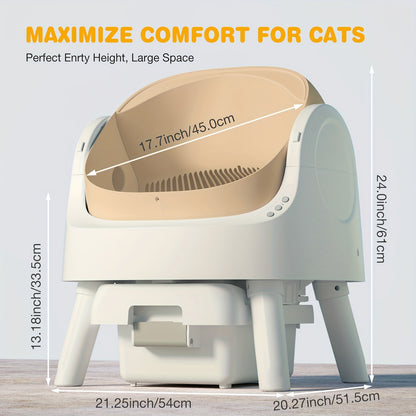 Self-Cleaning Cat Litter Box for Multiple Cats – Odor-Free Waste Disposal includes Trash Bags