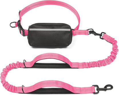 iYoShop Hands-Free Dog Leash with Zipper Pouch – Dual Padded Handles & Bungee for Walking, Jogging & Running