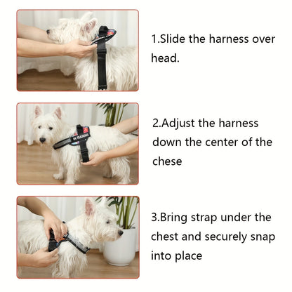 Night-Safe Reflective Dog Harness - No-Pull Design with Handle for Evening Walks & Training