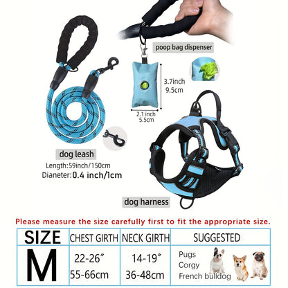 Adjustable Escape-Proof Dog Harness Set for Medium & Large Dogs