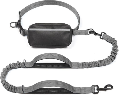 iYoShop Hands-Free Dog Leash with Zipper Pouch – Dual Padded Handles & Bungee for Walking, Jogging & Running