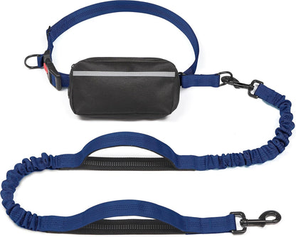 iYoShop Hands-Free Dog Leash with Zipper Pouch – Dual Padded Handles & Bungee for Walking, Jogging & Running