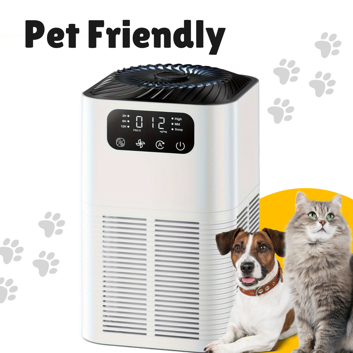 Pet-Friendly Air Purifier – Ultra Quiet 25dB, Removes Pet Hair & Odors