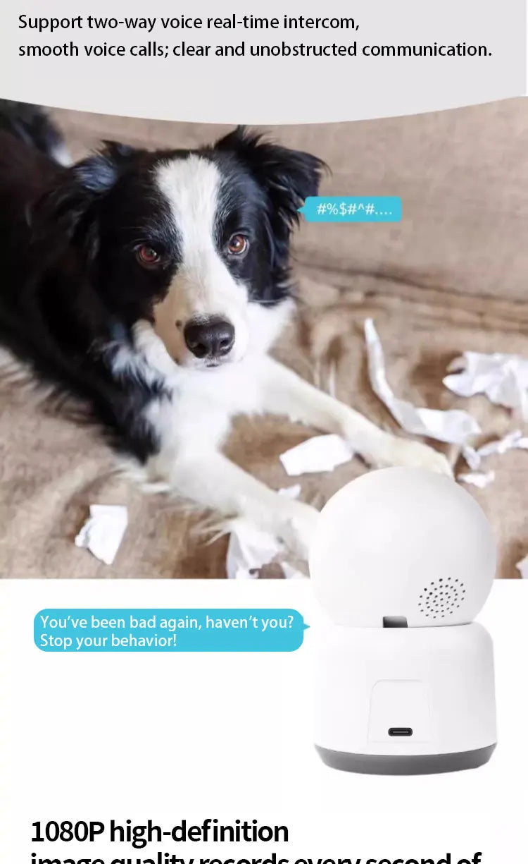 AI Intelligent Detection Pet Smart Camera - 1080P Voice Control