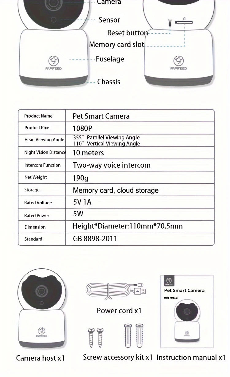 AI Intelligent Detection Pet Smart Camera - 1080P Voice Control
