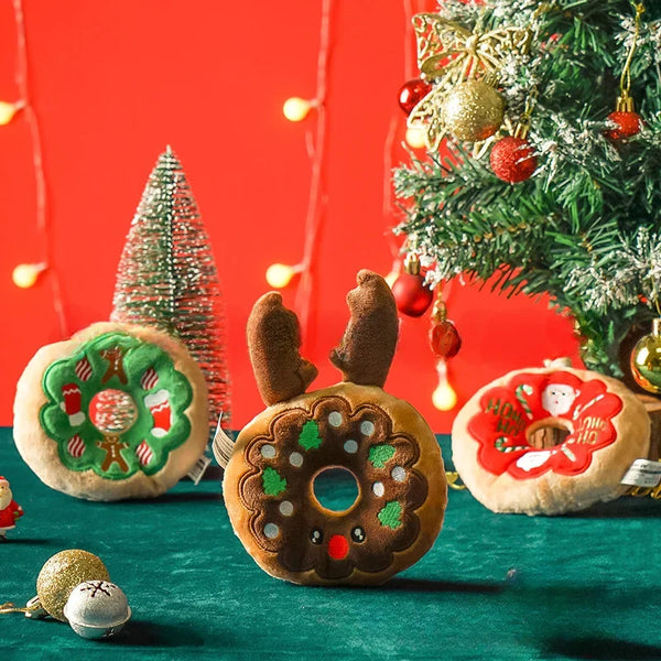 Christmas Donut Plush Toy for Dog