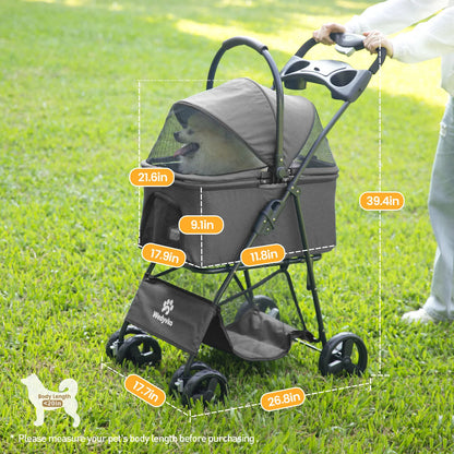 Luxury Detachable Pet Stroller - One-Click Folding