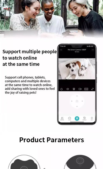 AI Intelligent Detection Pet Smart Camera - 1080P Voice Control