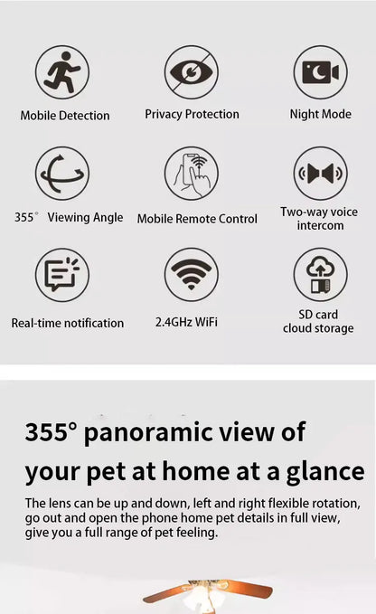 AI Intelligent Detection Pet Smart Camera - 1080P Voice Control