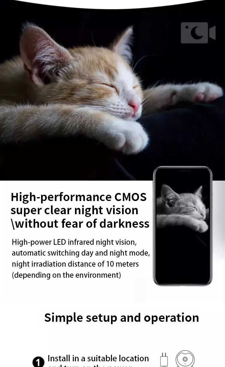 AI Intelligent Detection Pet Smart Camera - 1080P Voice Control