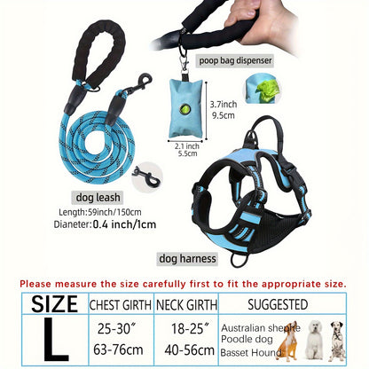 Adjustable Escape-Proof Dog Harness Set for Medium & Large Dogs