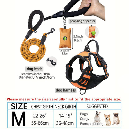 Adjustable Escape-Proof Dog Harness Set for Medium & Large Dogs