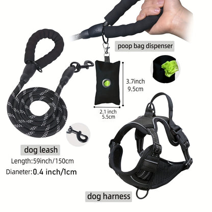 Adjustable Escape-Proof Dog Harness Set for Medium & Large Dogs
