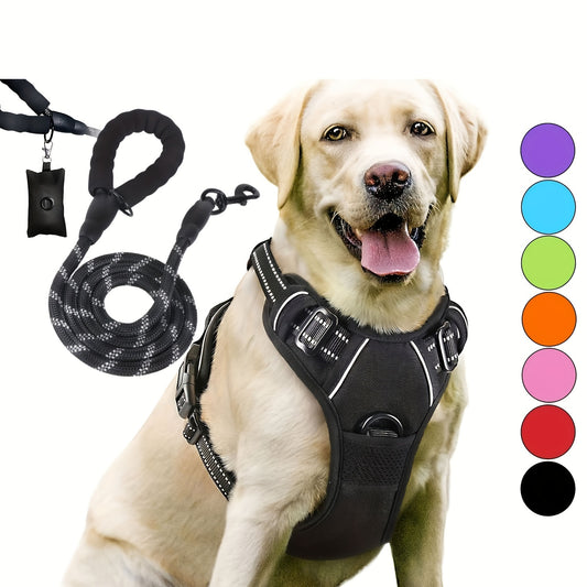 Adjustable Escape-Proof Dog Harness Set for Medium & Large Dogs